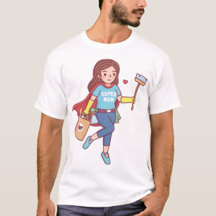 Camiseta Mamá Súper Linda Con Herramientas de Limpieza y Co
