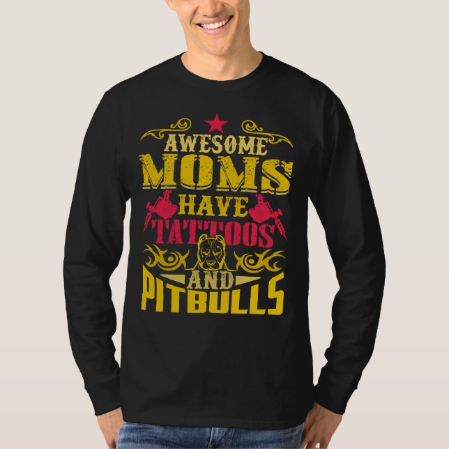Camiseta Mamá tatuada Ink Addic Pitbull Mom (Anverso)