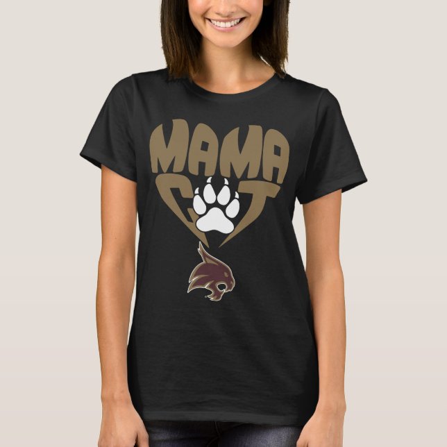 Camiseta mama texas estado bobcats cat en forma de corazón  (Anverso)