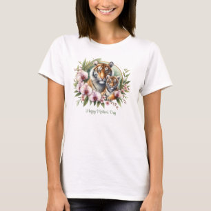 Camiseta Mamá Tigre con bebé de orquídea tropical Día de la