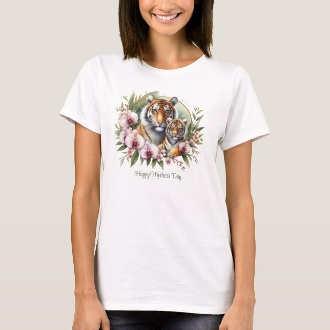 Camiseta Mamá Tigre con bebé de orquídea tropical Día de la (Anverso)