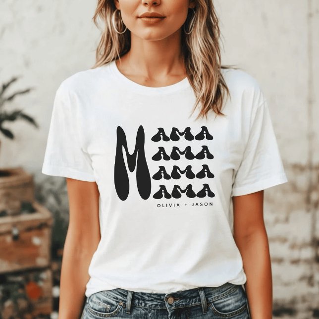 Camiseta Mamá | Tipografía Retro Niños Nombres Madre (Subido por el creador)