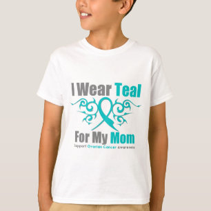 Camiseta Mamá tribal verde azulada de la cinta del cáncer