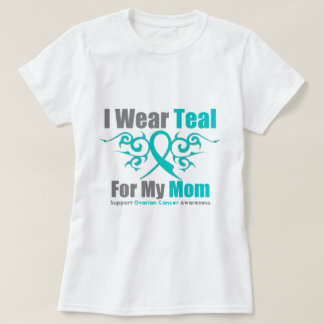 Camiseta Mamá tribal verde azulada de la cinta del cáncer