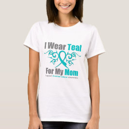 Camiseta Mamá tribal verde azulada de la cinta del cáncer