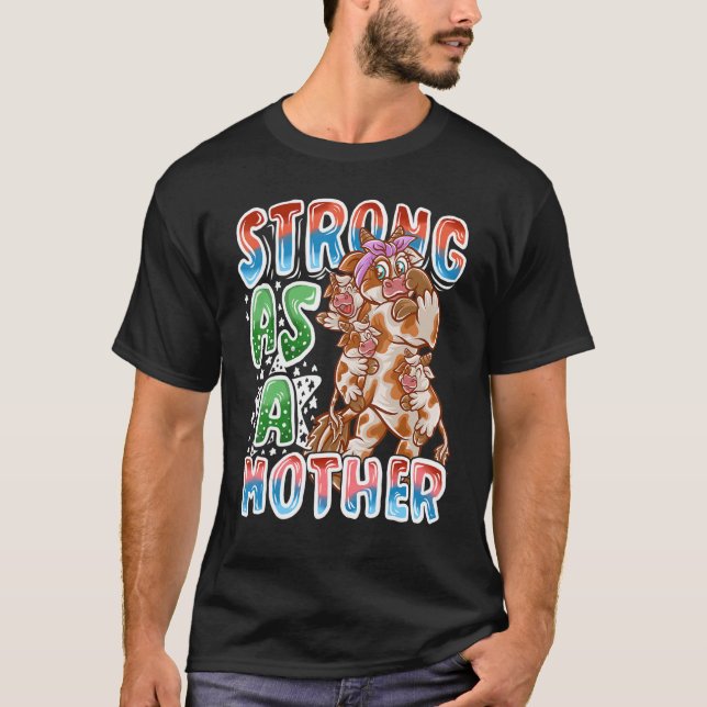 Camiseta Mamá Vaca Fuerte Como Madre Madre Madre Madre Fami (Anverso)