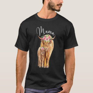 Camiseta Mama Vaca Highland Con Ternero Floral Día de las M