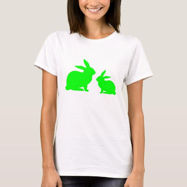 Camiseta Mamá verde y conejo bebé (Anverso)