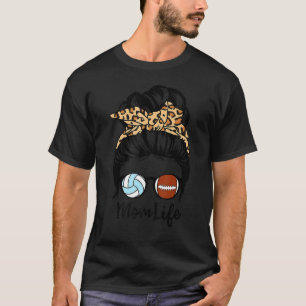 Camiseta Mamá vida desordenada Bun Hair divertida voleibol
