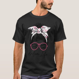 Camiseta Mamá Vida Desordenada Bun Wink Ojo Corazón De Cabe