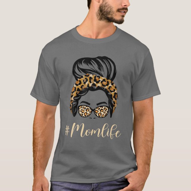 Camiseta Mamá Vida , Divertida Mamá Diseño Leopard Pattern  (Anverso)