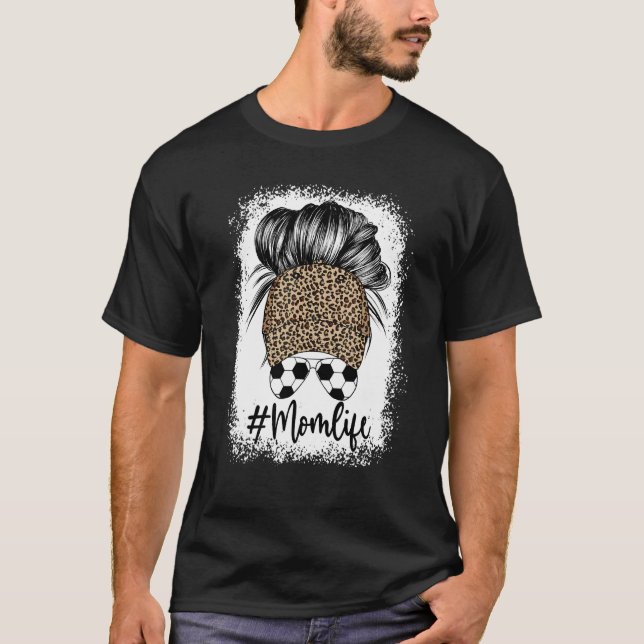 Camiseta Mamá vida fútbol desordenada Gorra leopardo gorra  (Anverso)
