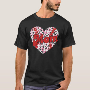 Camiseta Mamá Vieja Leopardo Rosa Corazones Ama El Béisbol