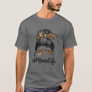 Camiseta Mamá vive desordenada Bun Bandana Glasses Leopard