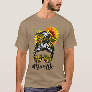Camiseta Mamá vive desordenada hair bun girasol mujeres mad
