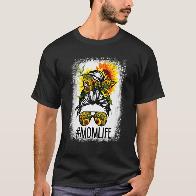 Camiseta Mamá vive desordenada hair bun girasol mujeres mad (Anverso)