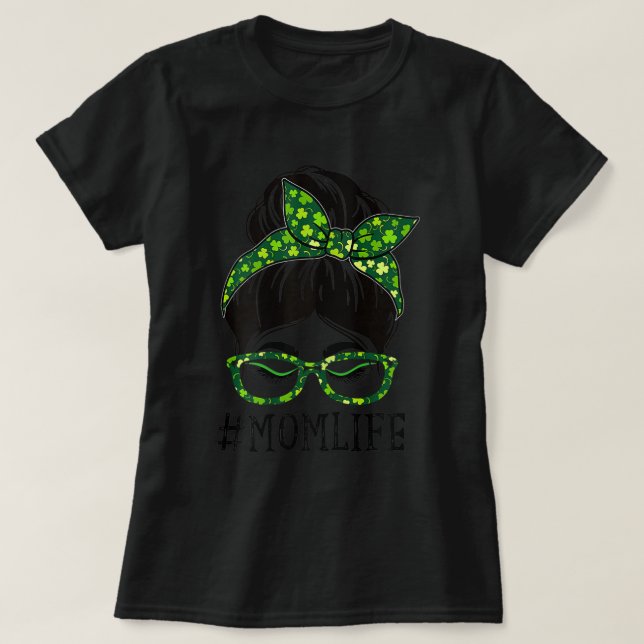 Camiseta Mamá vive desordenada mujer de un bollo suertuda S (Diseño del anverso)