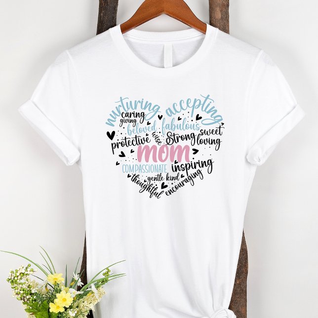 Camiseta Mamá Word Nube Azul y Corazón Rosa (Subido por el creador)