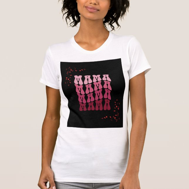 Camiseta MAMA x 4 de temática rosa (Anverso)