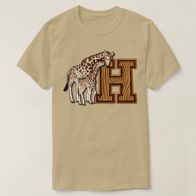Camiseta Mamá y bebé Giraffe Monograma H (Diseño del anverso)