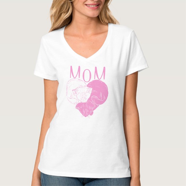 Camiseta Mamá y dos gatos del corazón (Anverso)