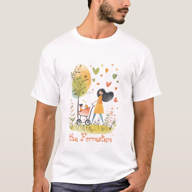 Camiseta Mamá y gemelos en Stroller (Anverso)