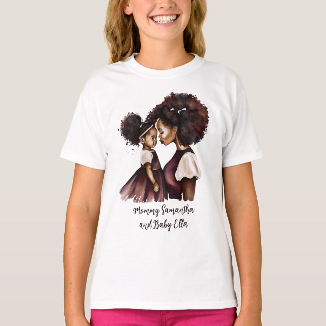 Camiseta Mamá y hija negras personalizadas (5) (Anverso)
