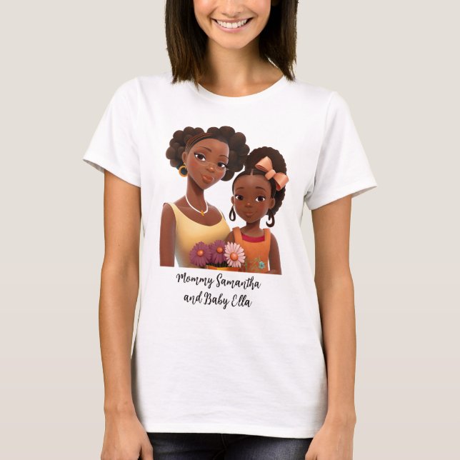Camiseta Mamá y hija negras personalizadas (7) (Anverso)