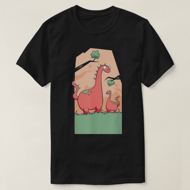 Camiseta Mamá Y La Familia De Dinosaurios Infantiles (Diseño del anverso)