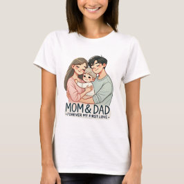 Camiseta Mamá y papá aman a una familia linda abrazando la 