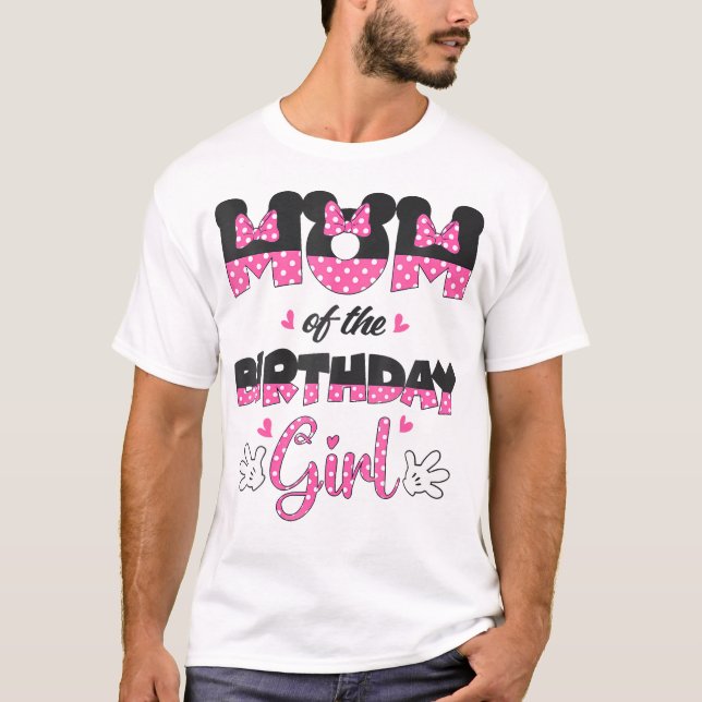 Camiseta Mamá Y Papá Chica De Cumpleaños Familia De Ratones (Anverso)