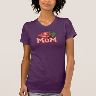 Camiseta Mamá y Rosa Roja con gotas de agua