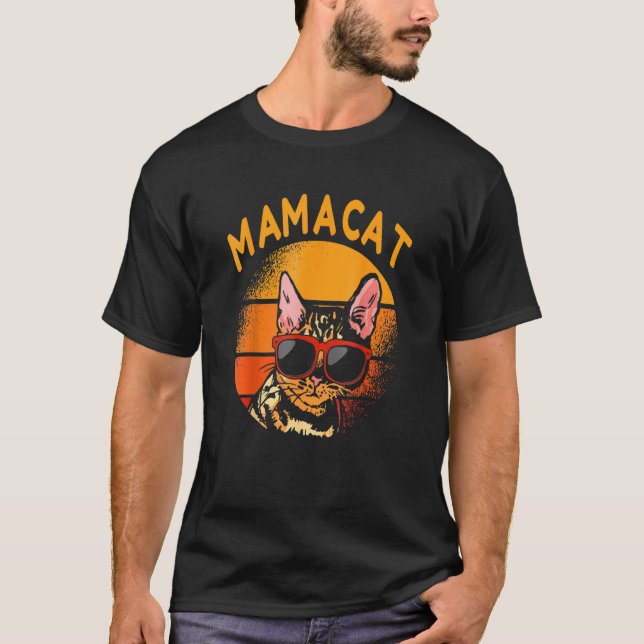 Camiseta Mamacat: Gato mami retro Día de la Madre (Anverso)