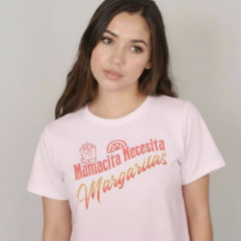 Camiseta Mamacita Necesita Margaritas Script Pink