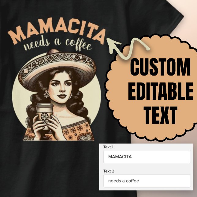 Camiseta mamacita necesita un café retro café hispano café (Mamacita needs a coffee retro Hispanic woman cafe T-Shirt)