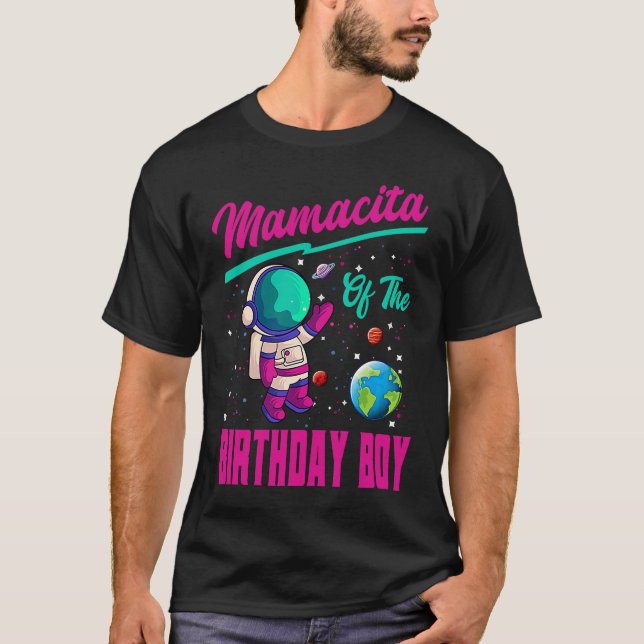 Camiseta Mamacita Of The Birthday Boy Space Party Planet As (Anverso)