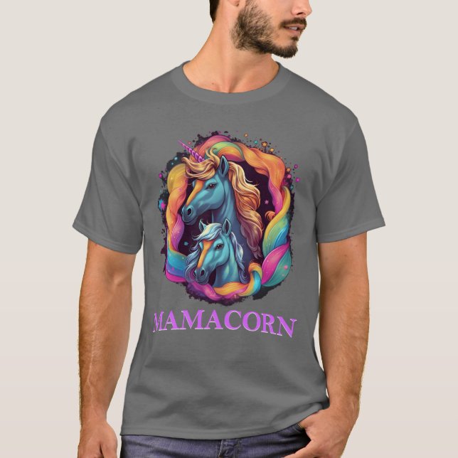 Camiseta Mamacorn Pregnant Unicorn Madre hija Fu (Anverso)