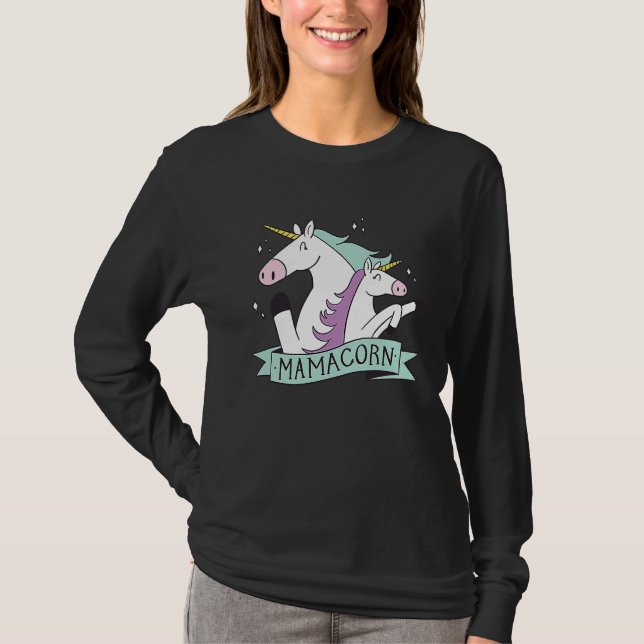 Camiseta Mamacorn Unicorn Mama Maternity Family Mother's Da (Anverso)