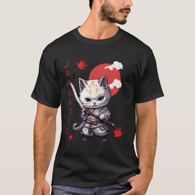 Camiseta Mamáes de gatos Ninja de Samurai Kitty Kawaii Red  (Anverso)