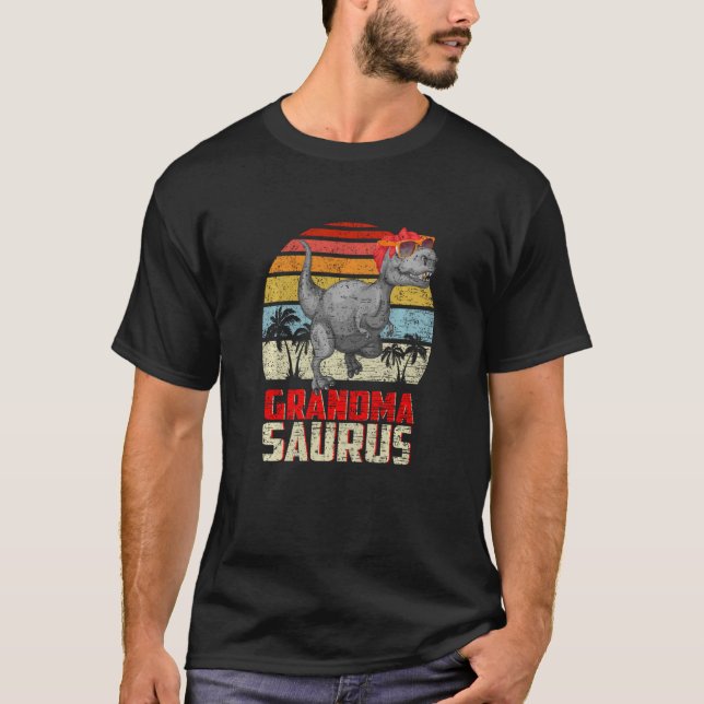 Camiseta Mamáes de la familia Grandmasaurus Rex Dinosaur (Anverso)