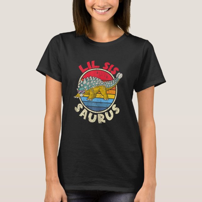 Camiseta Mamáes familiares Lil Sis Saurus I Ankylosaurus Di (Anverso)