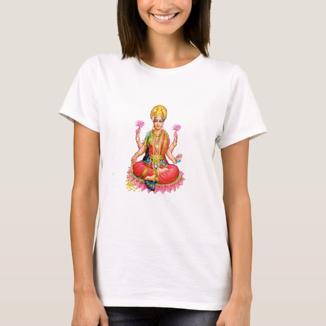 Camiseta Mamáes Lakshmi, diosa hindú de la riqueza de larga (Anverso)