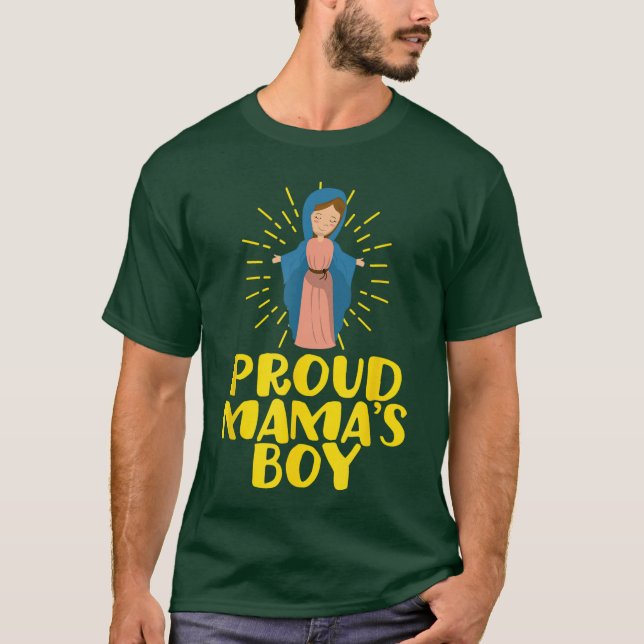 Camiseta Mamas Boy Mary Our Lady Mother Funny Catholic Humo (Anverso)