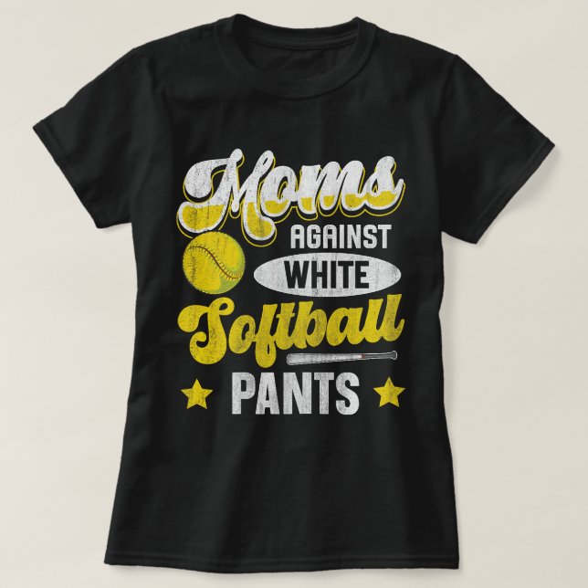 Camiseta Mamás contra pantalones blancos de softbol Cita pa (Diseño del anverso)
