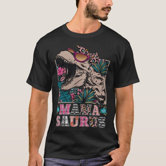 Camiseta Mamasauro floral retro Duniosaur Día de la Madre (Anverso)