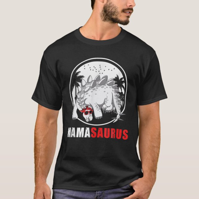 Camiseta Mamasauro Stegosaurus Dinosaur Plaid Headscarf Su (Anverso)