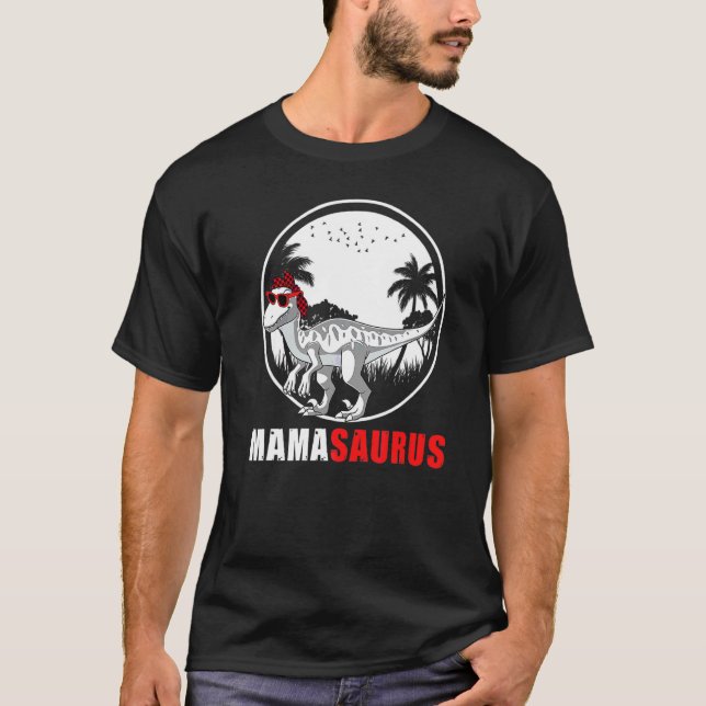 Camiseta Mamasauro Velociraptor Dinosaur Plaid Headscarf S (Anverso)