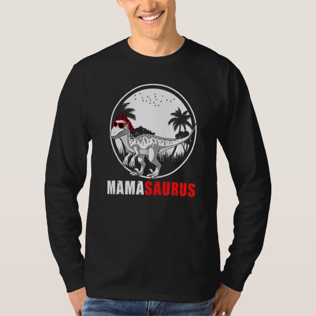 Camiseta Mamasauro Velociraptor Dinosaur Plaid Headscarf S (Anverso)