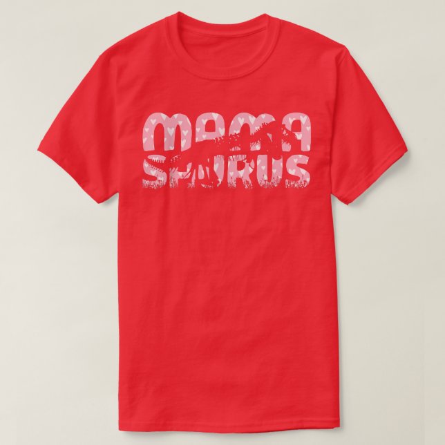 Camiseta Mamasaurus Dinosaur Skeleton Corazón Rosa Mama Sau (Diseño del anverso)