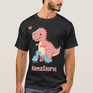 Camiseta MamaSaurus Mami & Twin Baby Boy Dinosaurios T-Rex